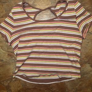 Sonoma Plus XXL Striped Keyhole Baby Tee – Trendy Y2K Vibe
